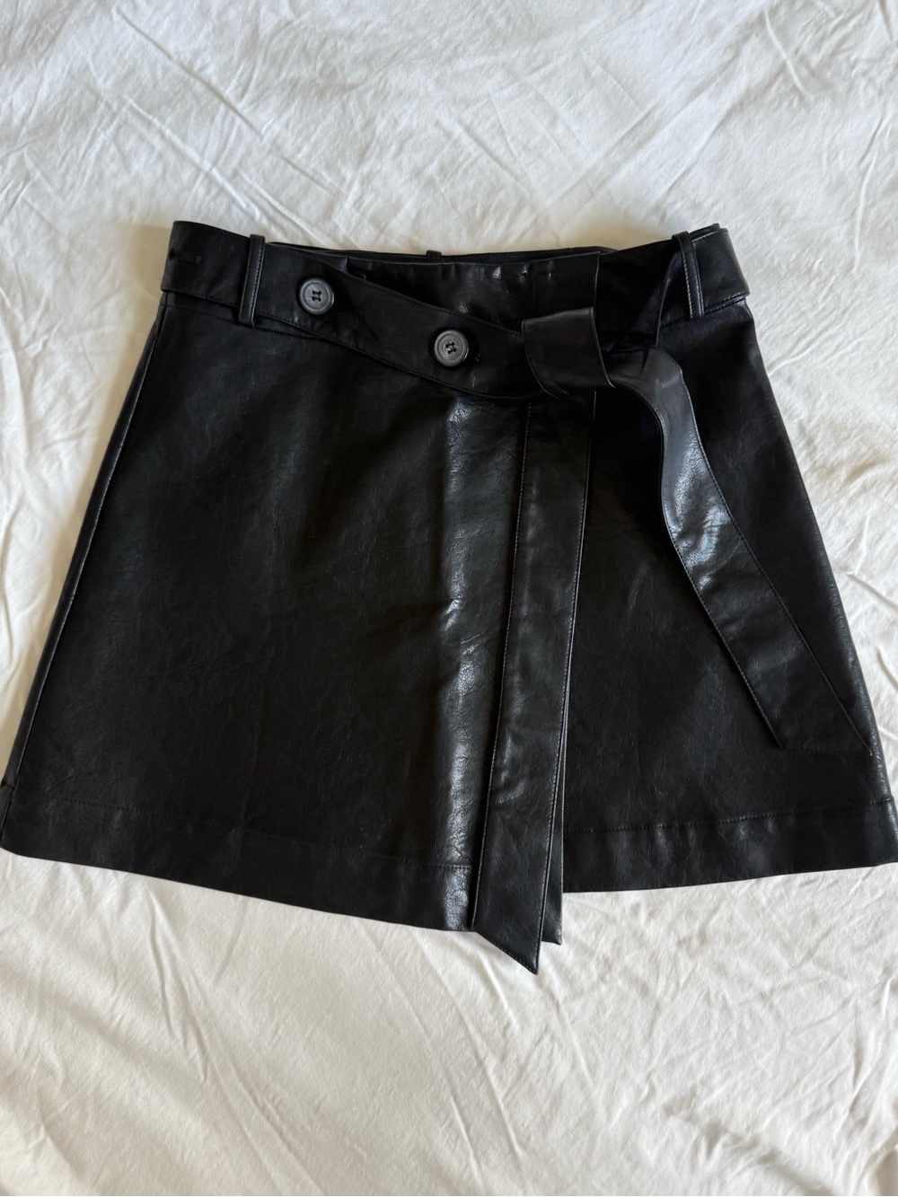 Modern Citizen Black Vegan Leather Wrap Mini Skirt Size S